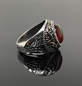 KAR 925K Stamped Sterling Silver w/Filigree Red Round Ruby